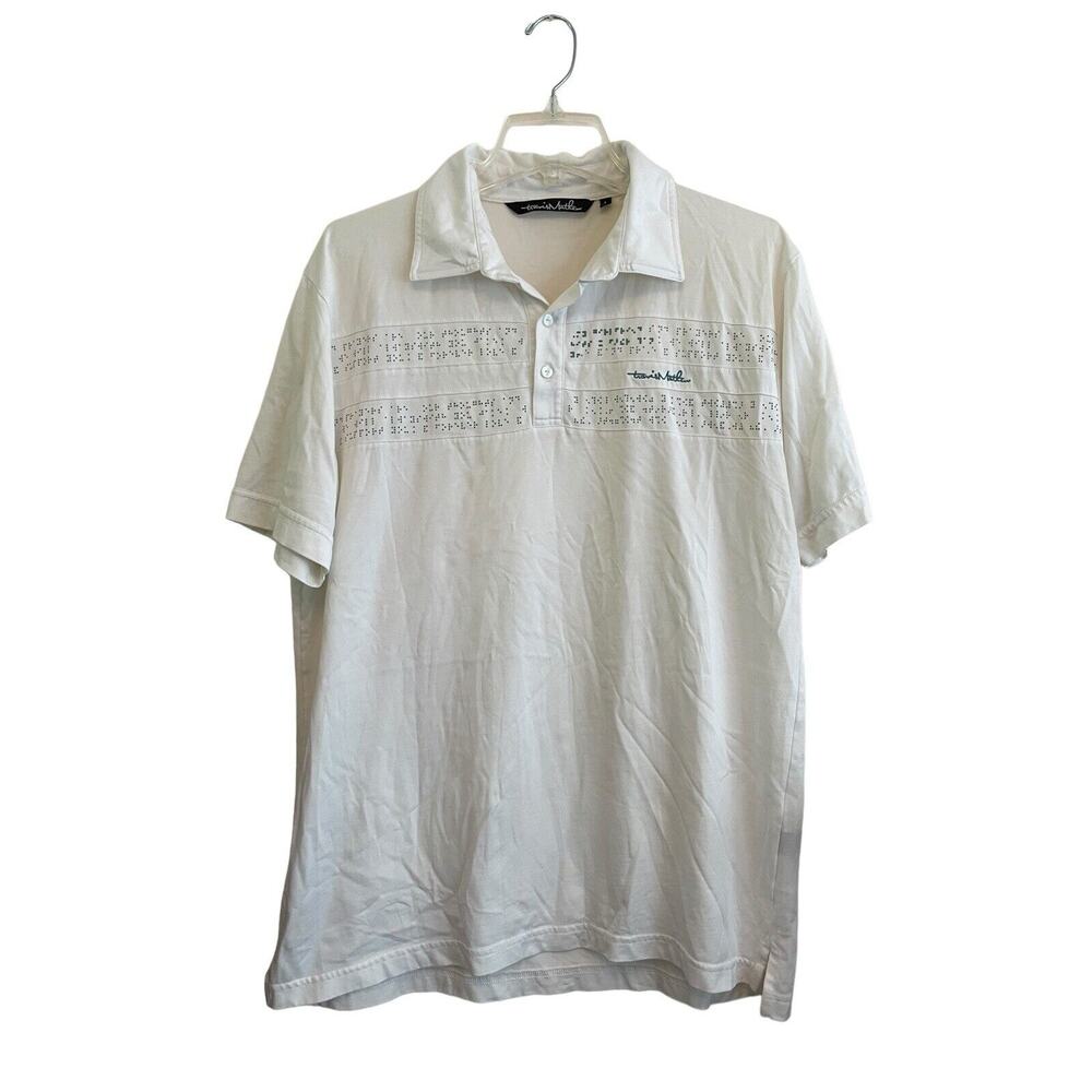 Travis Mathew Short Sleeve Polo Shirt Men Size Large White Golf Embroidered